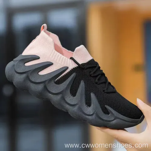 Customize Brand Fly Knitting Ladies Casual Tennis Athletic Shoes